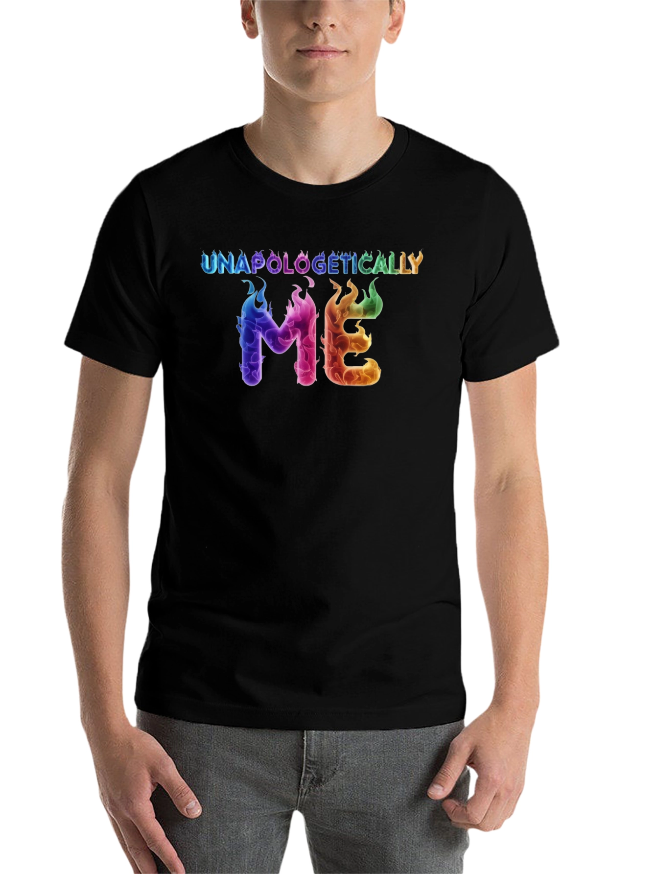 Black Unapologetically Me Rainbow Flame Graphic Tee view 7