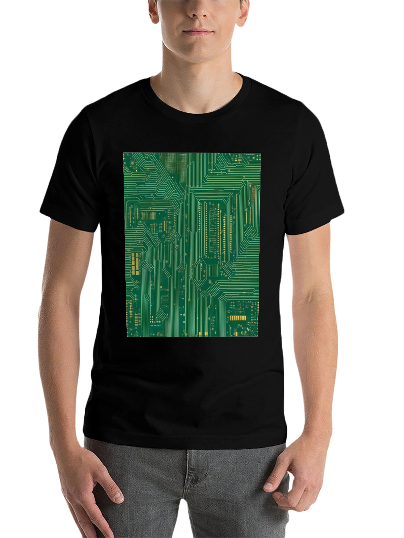 Black Circuit Board Graphic Tee - Black view 7