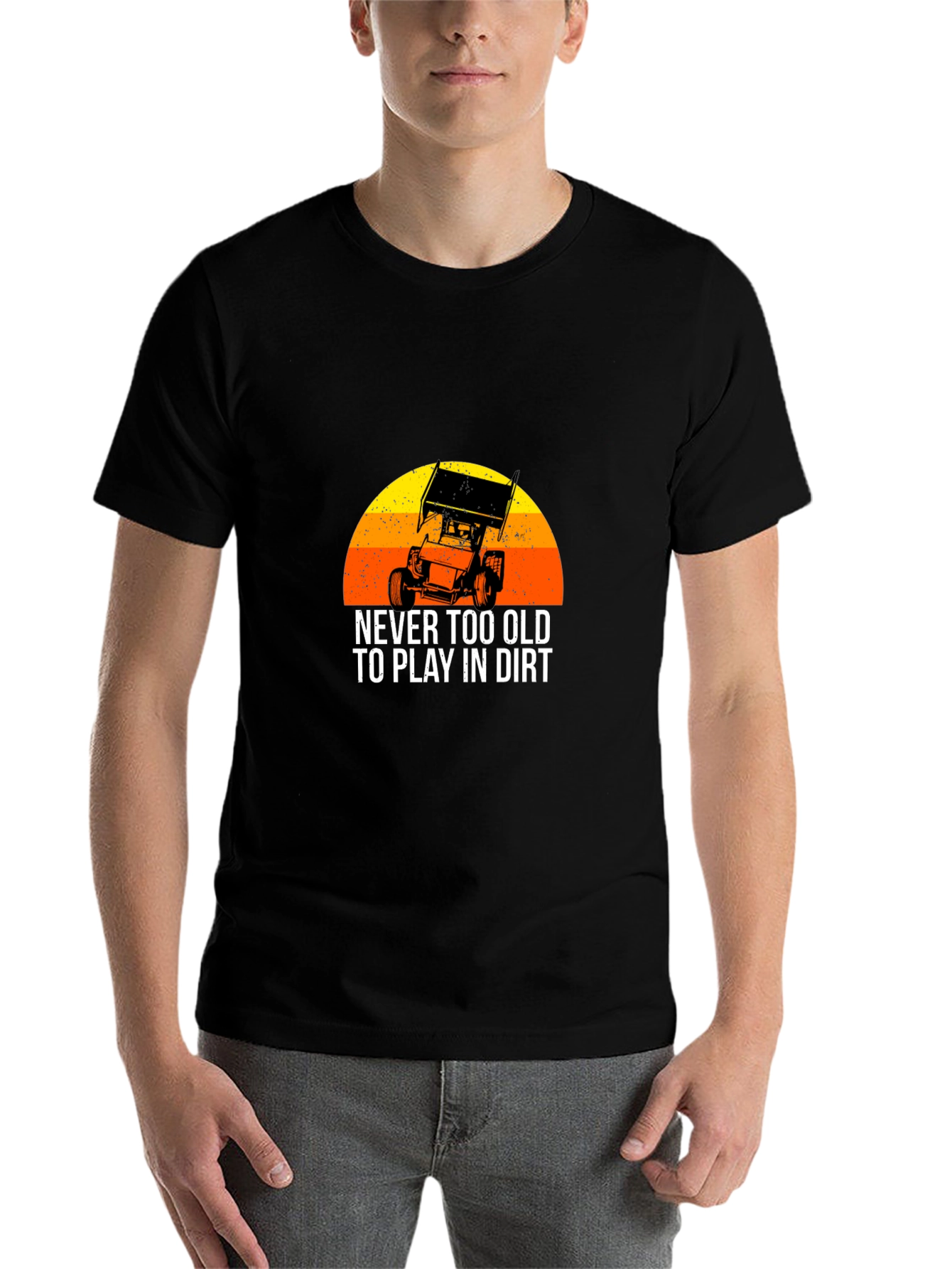 Black Dirt Track Racing T-Shirt - Never Too Old view 7