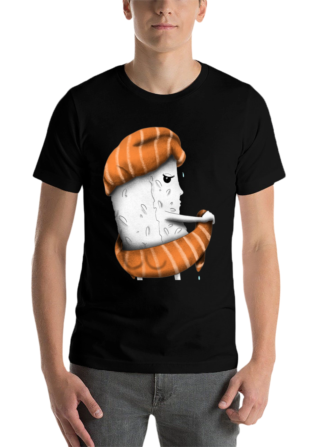 Black Sushi Sadness T-Shirt - Unique Graphic Tee view 7