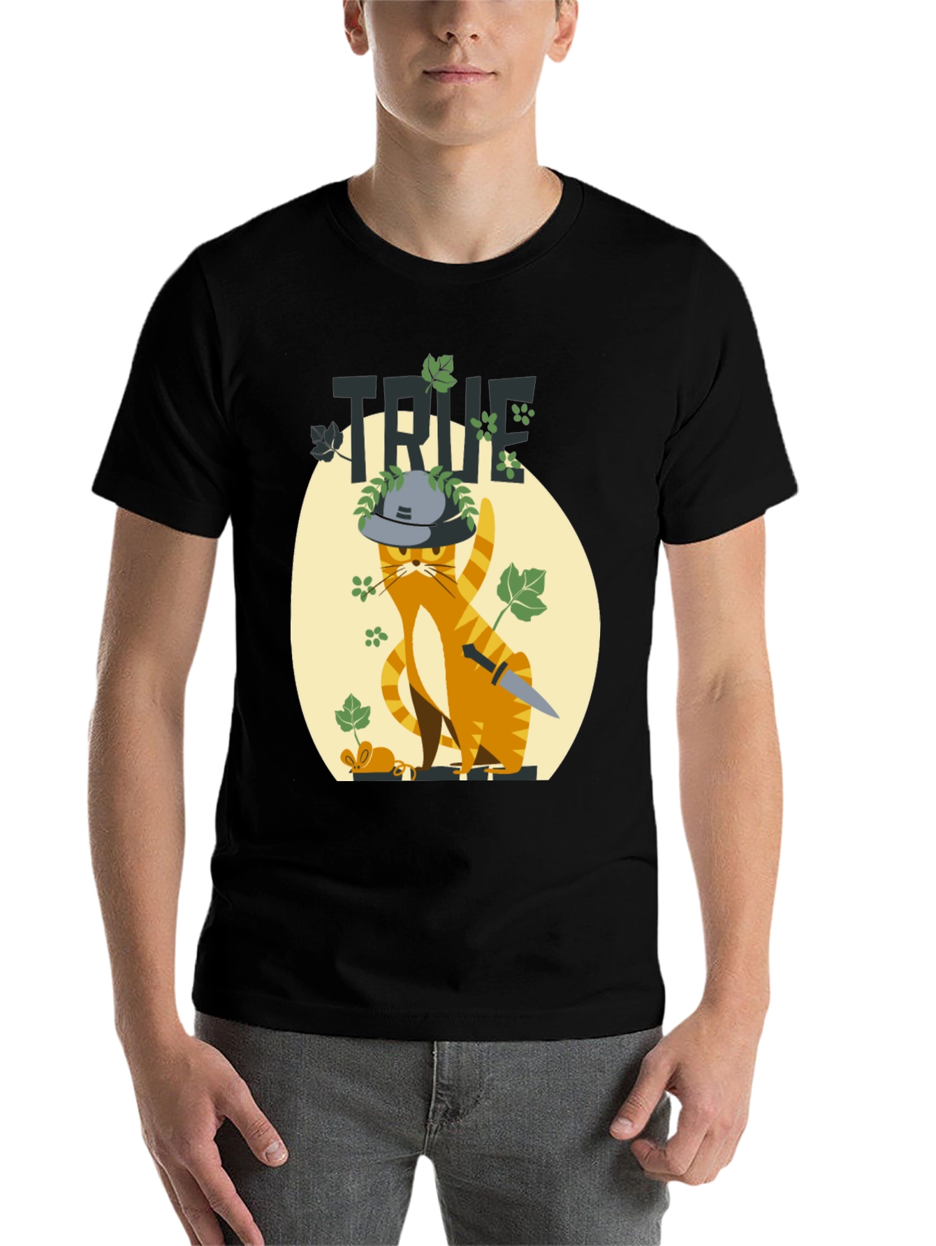 Black True Detective Cat Graphic Tee view 7