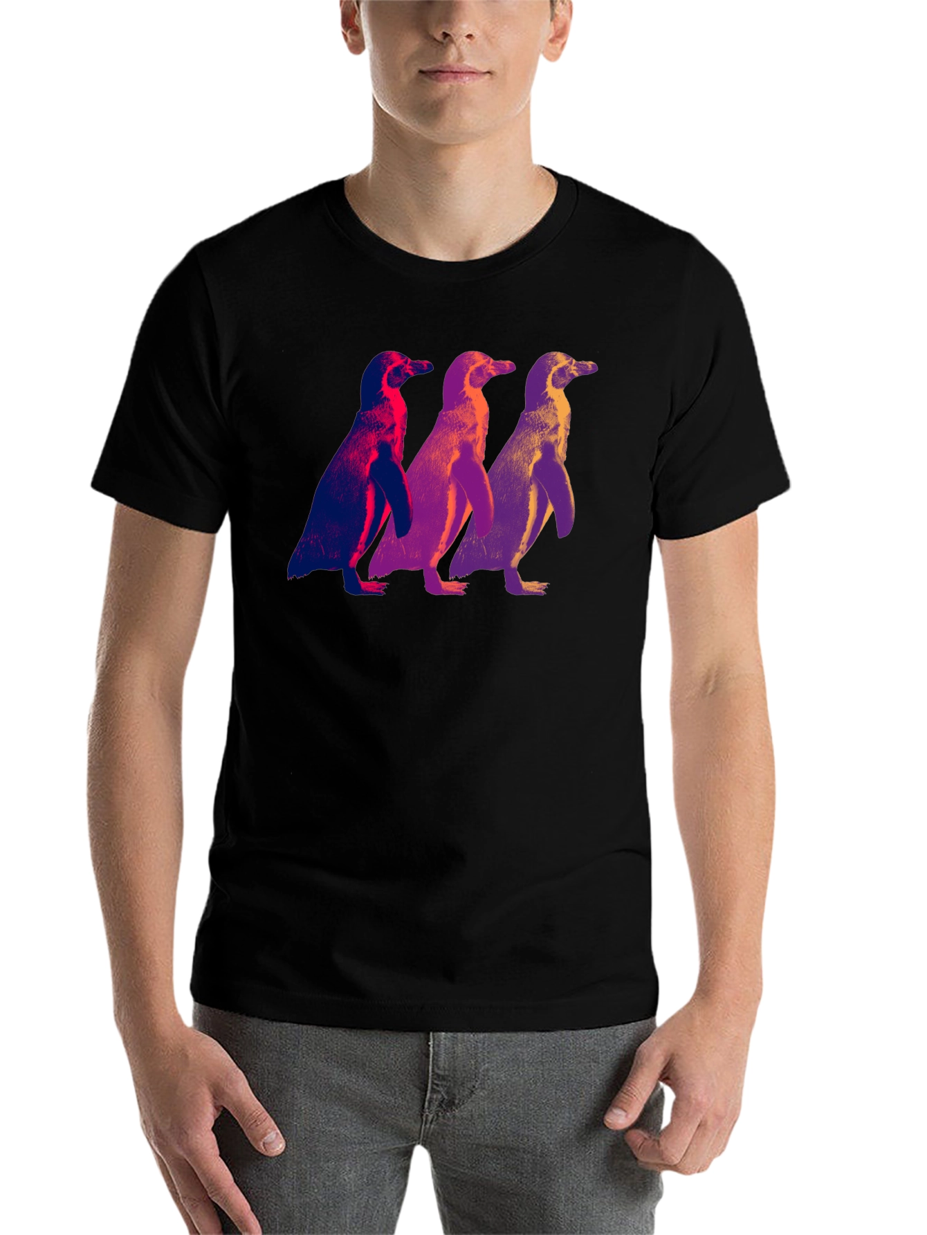 Black Cool Penguin Trio Graphic Tee view 7