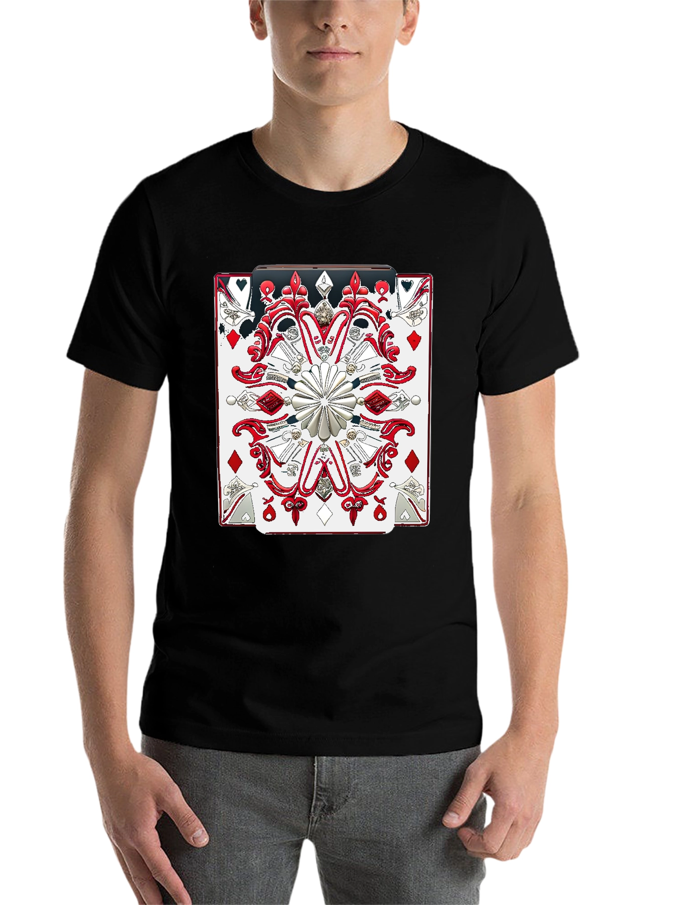 Black Playing Card Graphic Tee - Bold & Unique Design view 7