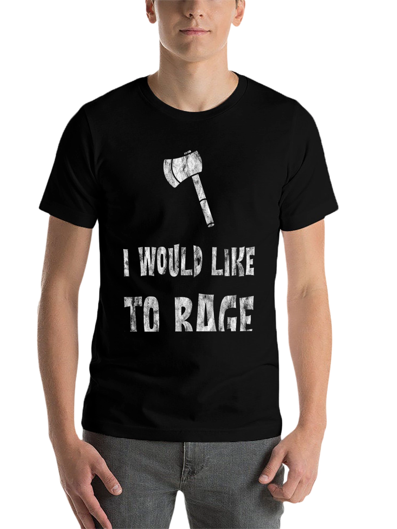 Black I Would Like to Rage Black T-Shirt with Axe view 7