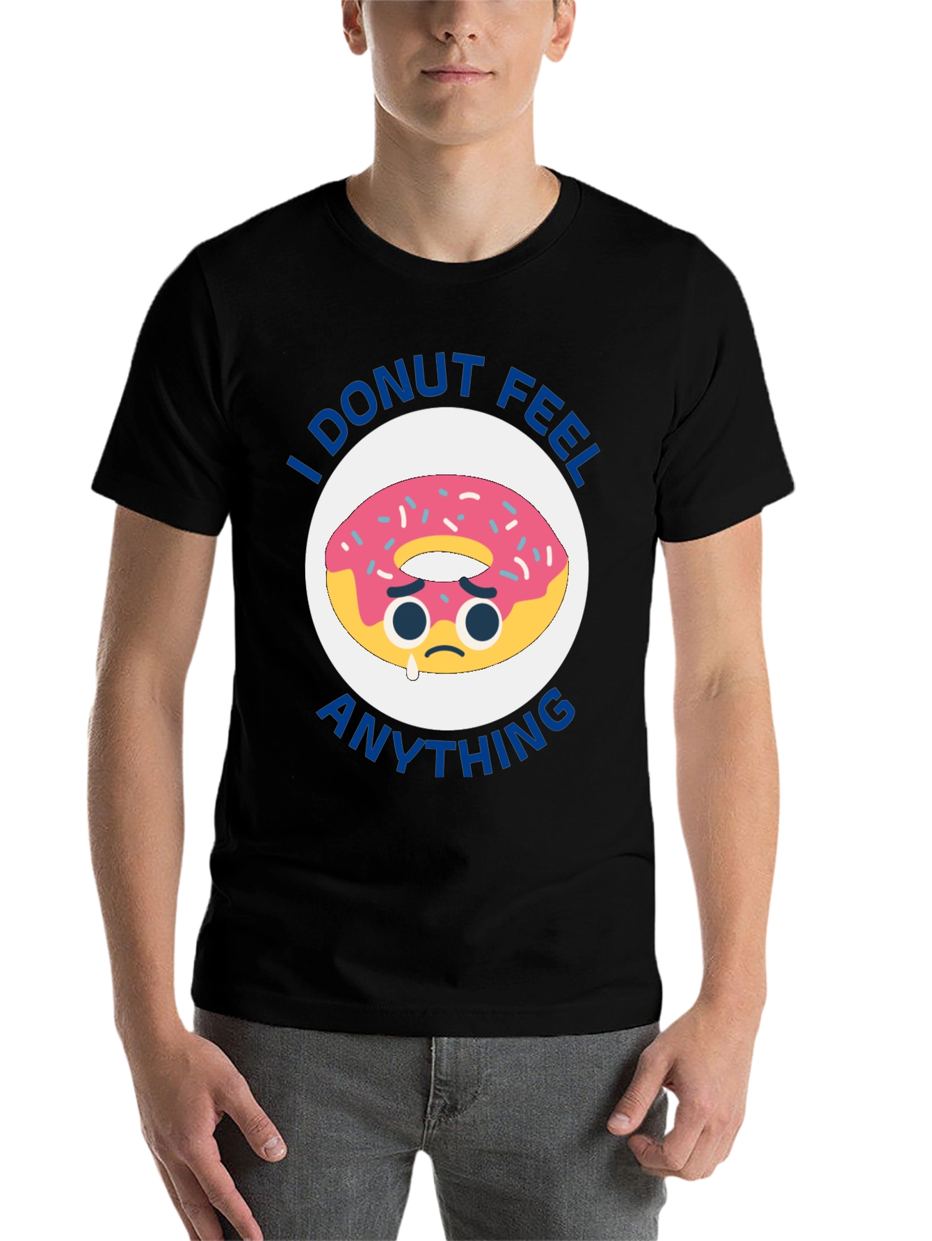 Black I Donut Feel Anything Funny T-Shirt view 7