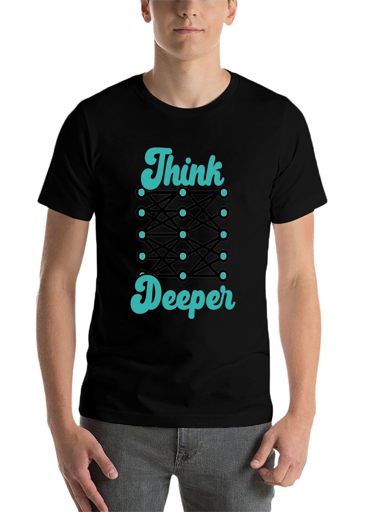 Black Think Deeper Graphic Tee - Black Cotton T-Shirt view 7