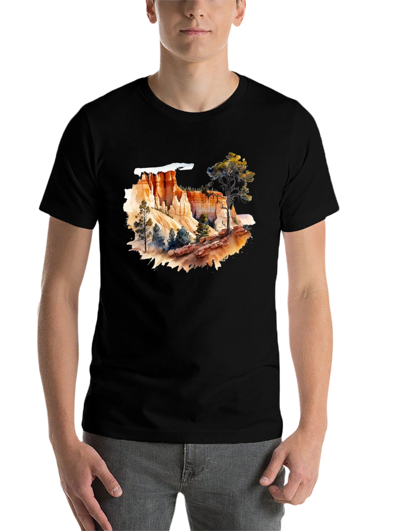 Black Bryce Canyon Watercolor Graphic Tee - Black view 7