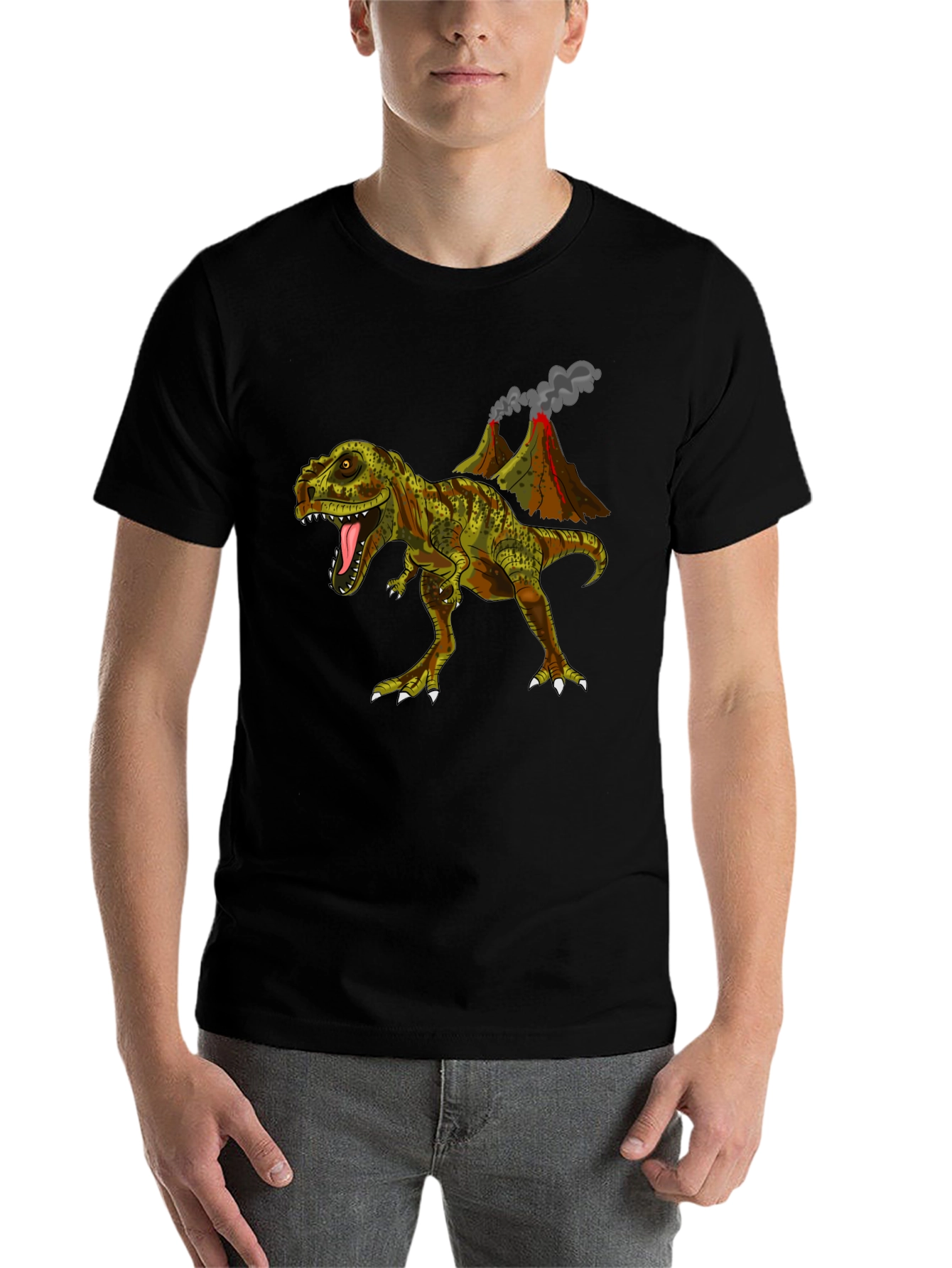 Black Dino Volcano T-Shirt - Jurassic Cool view 7