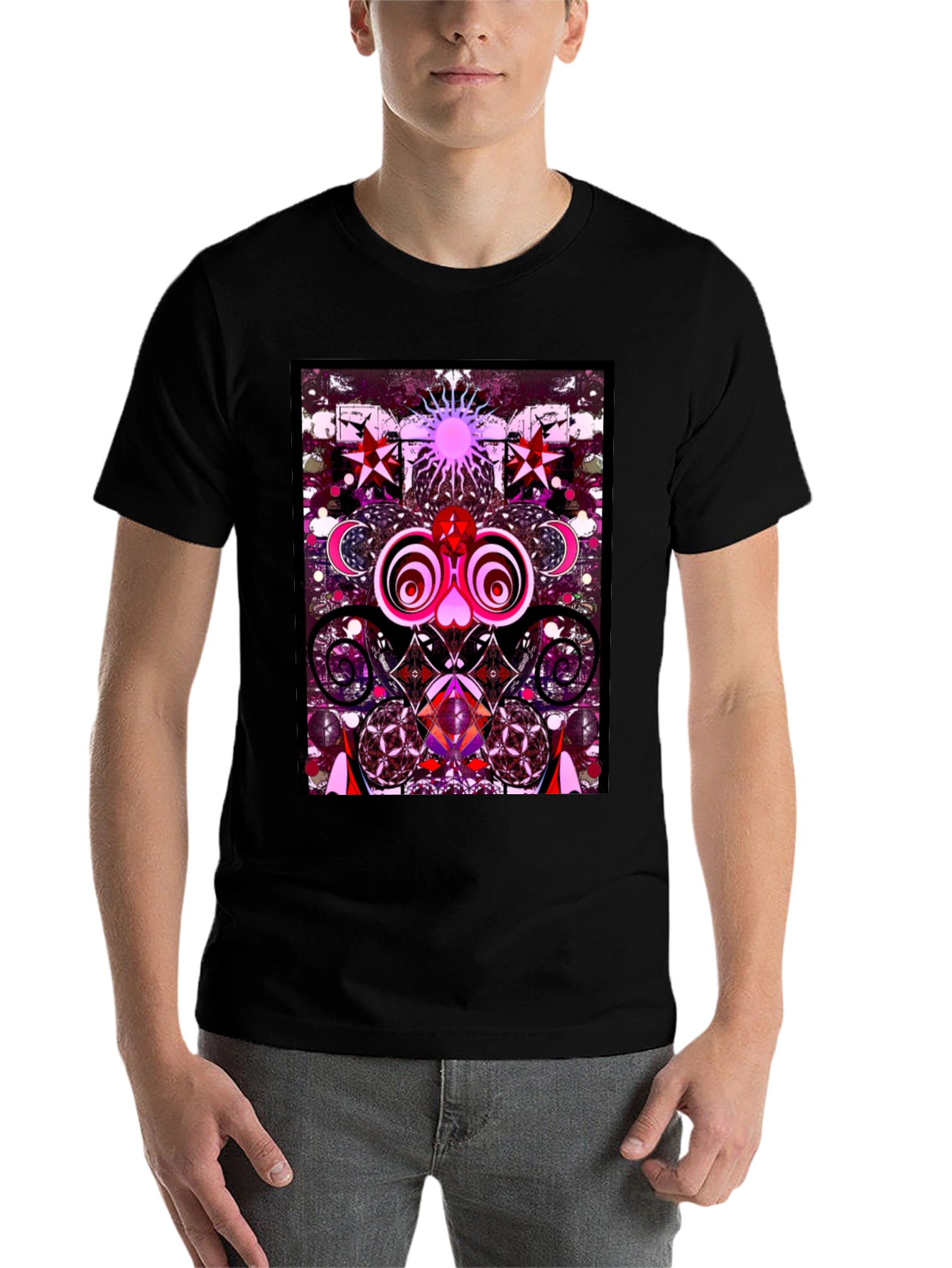 Black Psychedelic Art Graphic Tee view 7