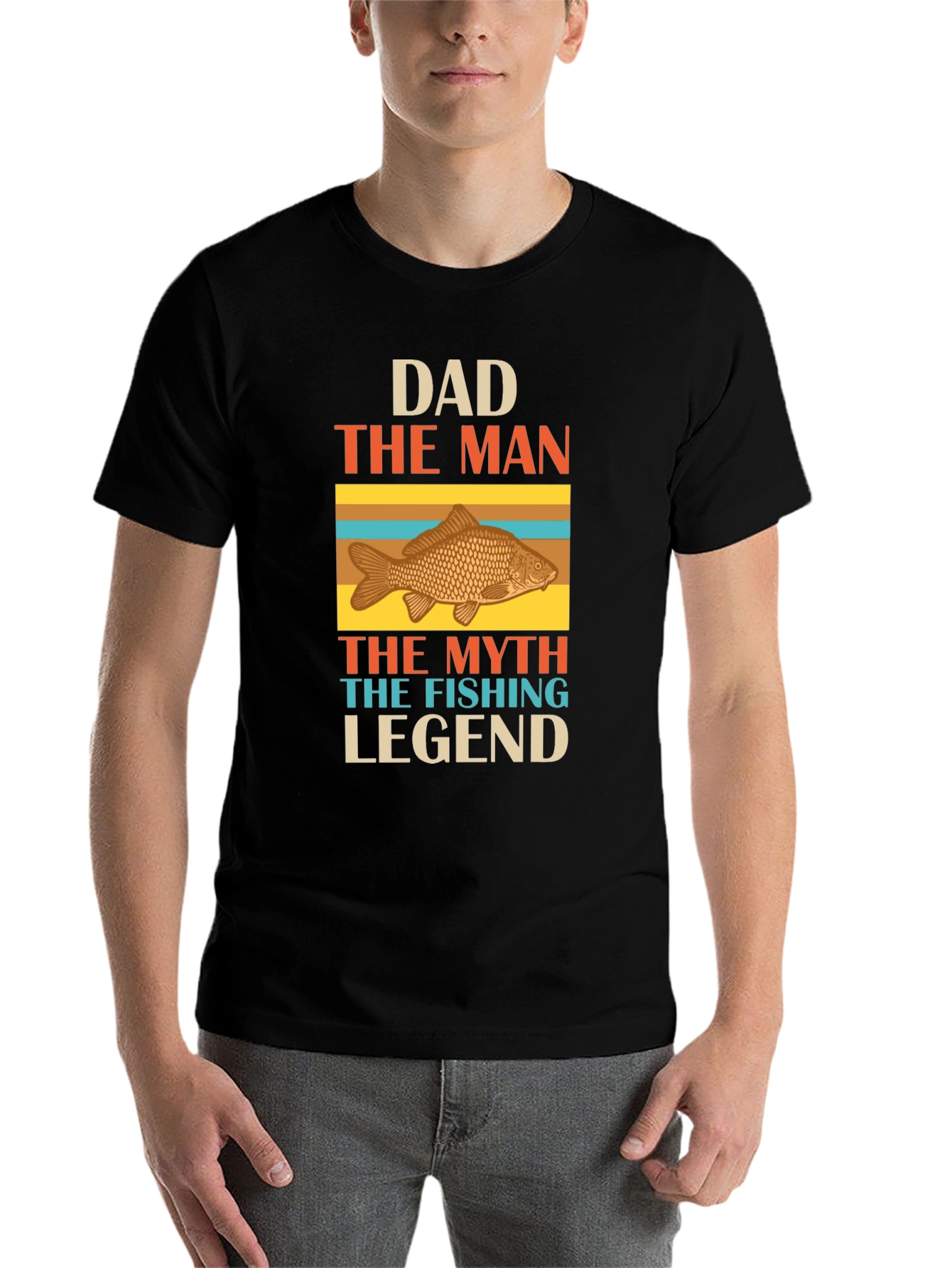 Black Dad Fishing Legend Graphic T-Shirt view 7