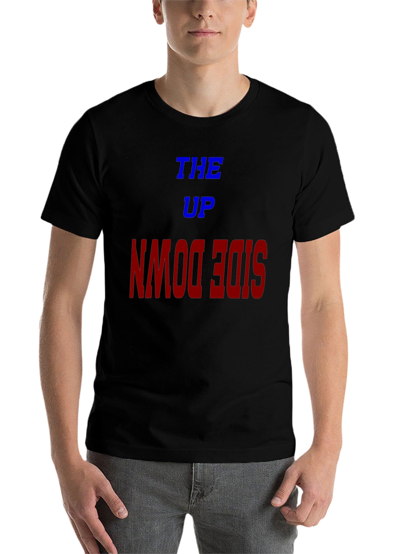 Black The Up Upside Down Graphic Tee - Trendy Unisex T-Shirt view 7