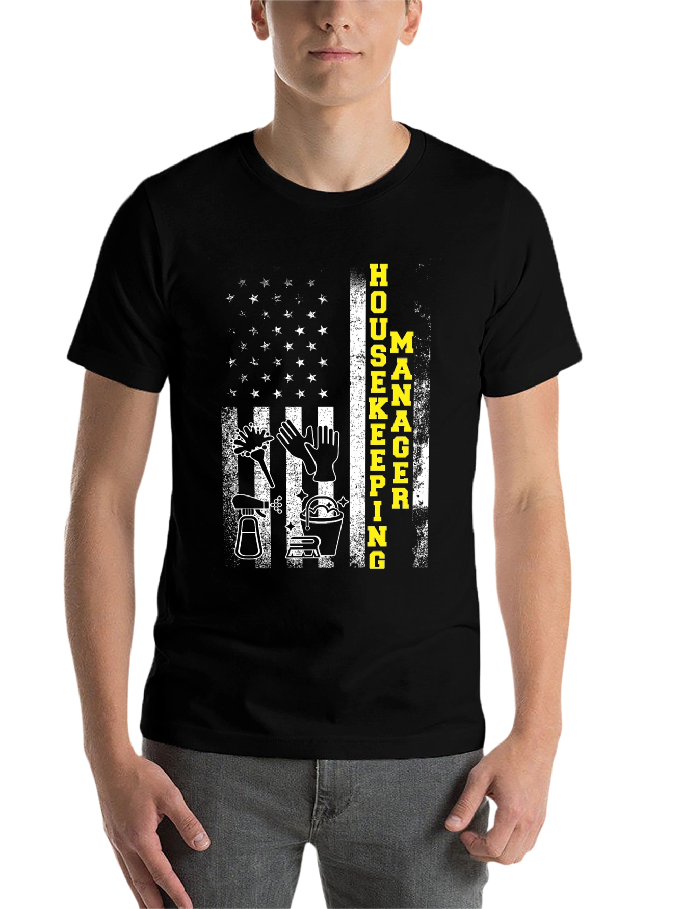 Black Housekeeping Manager Flag T-Shirt view 7