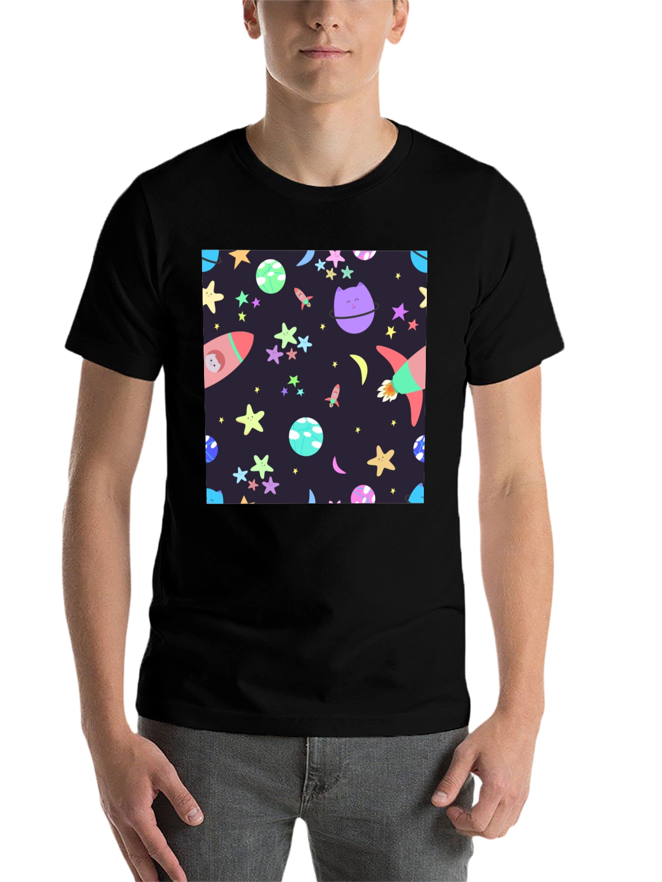 Black Cosmic Cartoon T-Shirt view 7