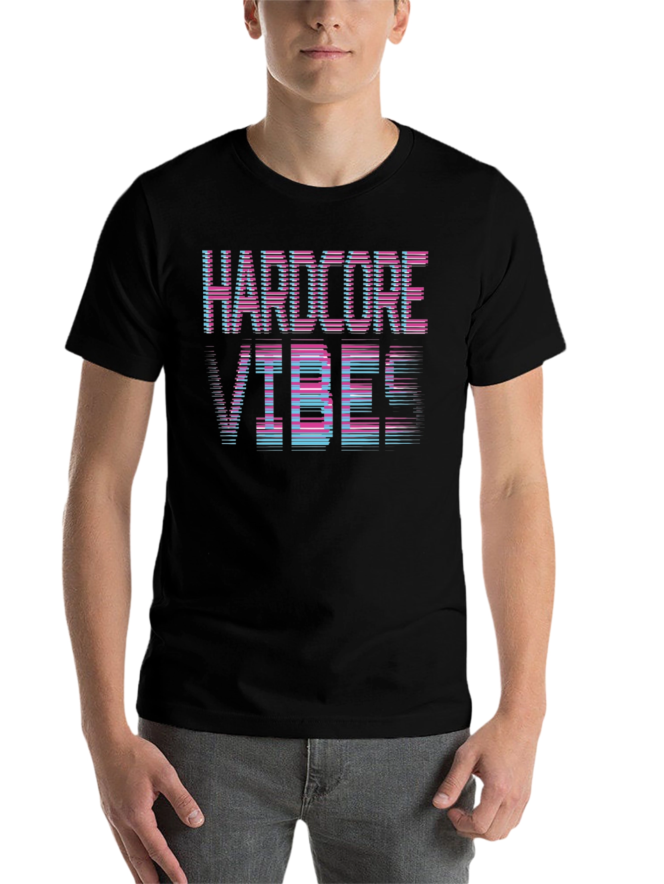 Black Hardcore Vibes Graphic T-Shirt view 7