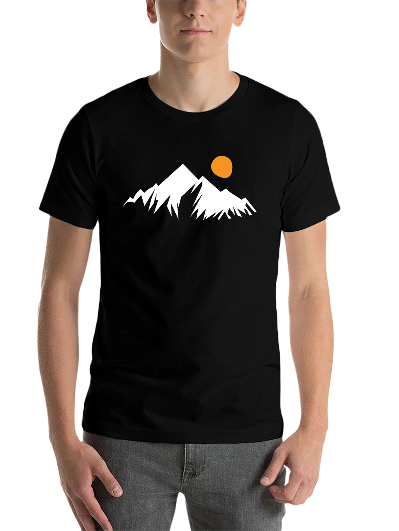 Black Mountain Peak Graphic Tee - Black Cotton Casual T-Shirt view 7