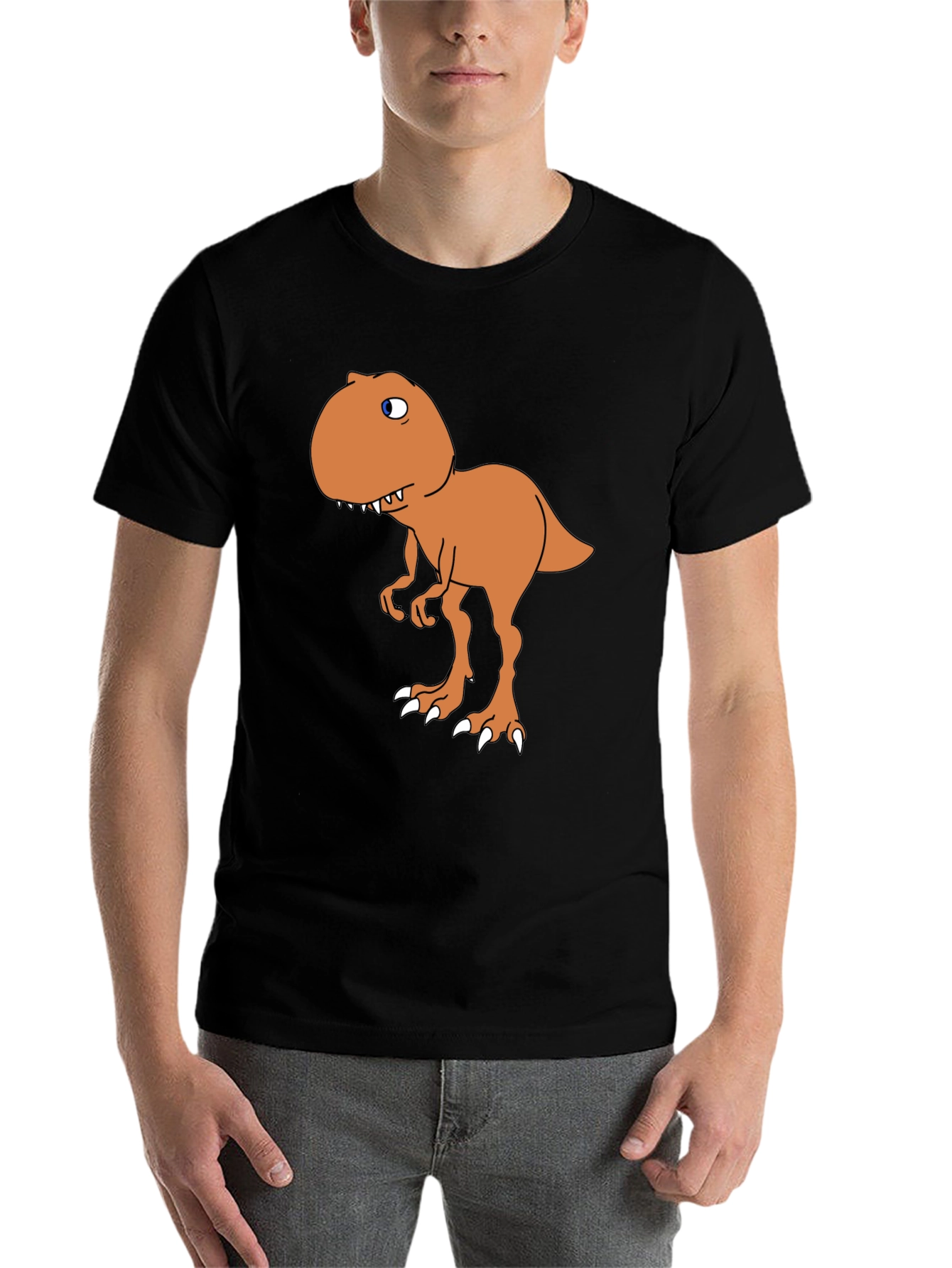 Black Cartoon Dinosaur Graphic Tee - Black view 7
