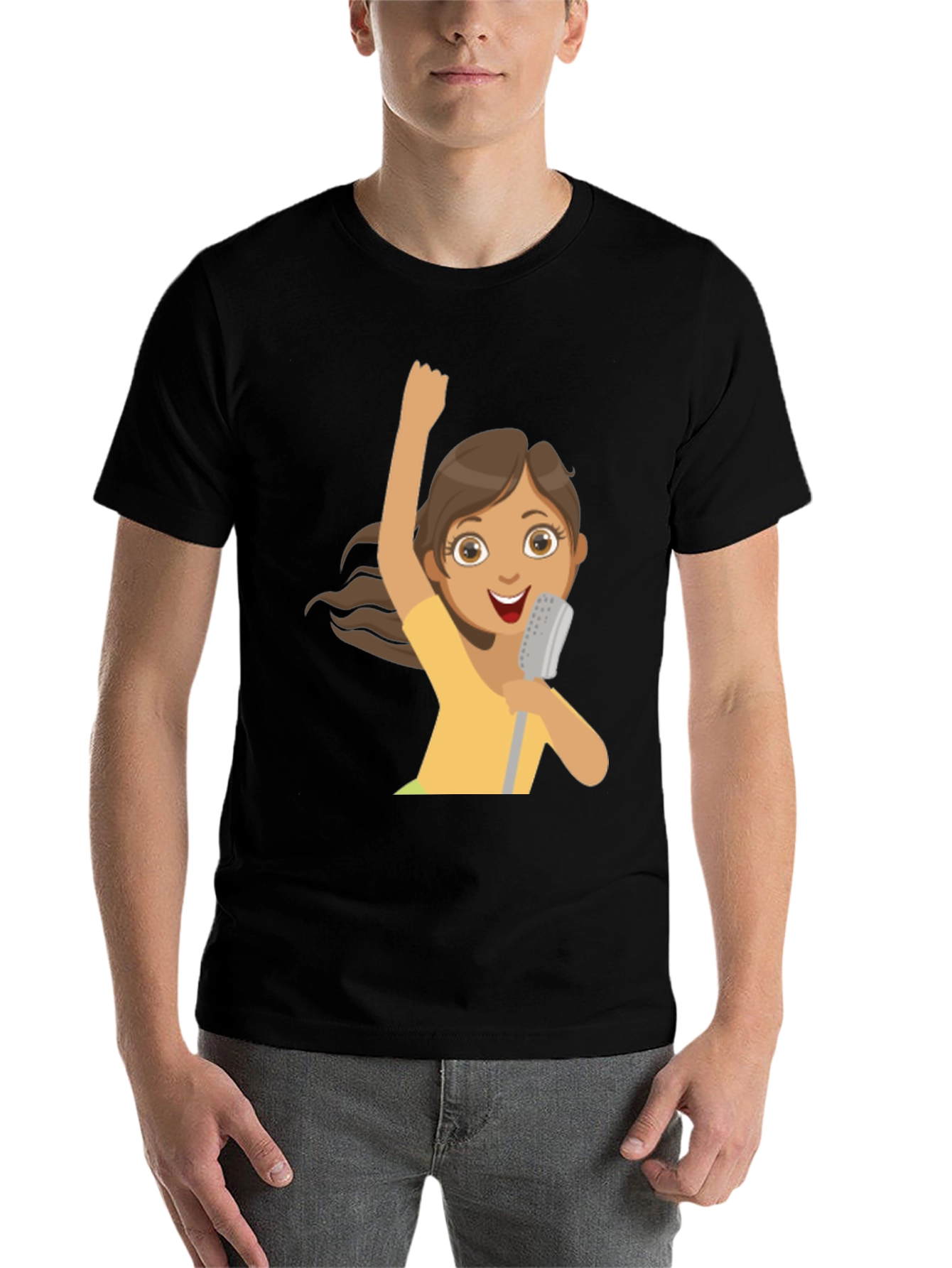 Black Singing Girl Graphic Tee - Fun and Stylish! view 7