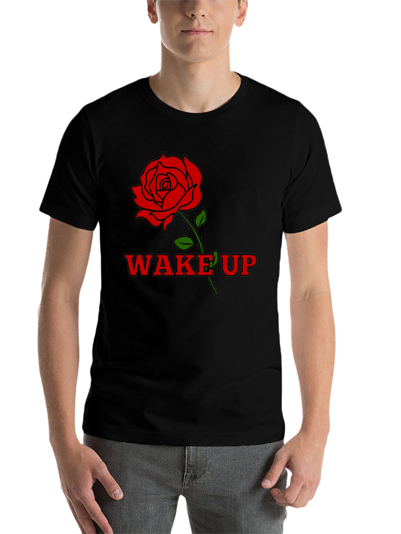 Black Wake Up Rose Graphic T-Shirt view 7