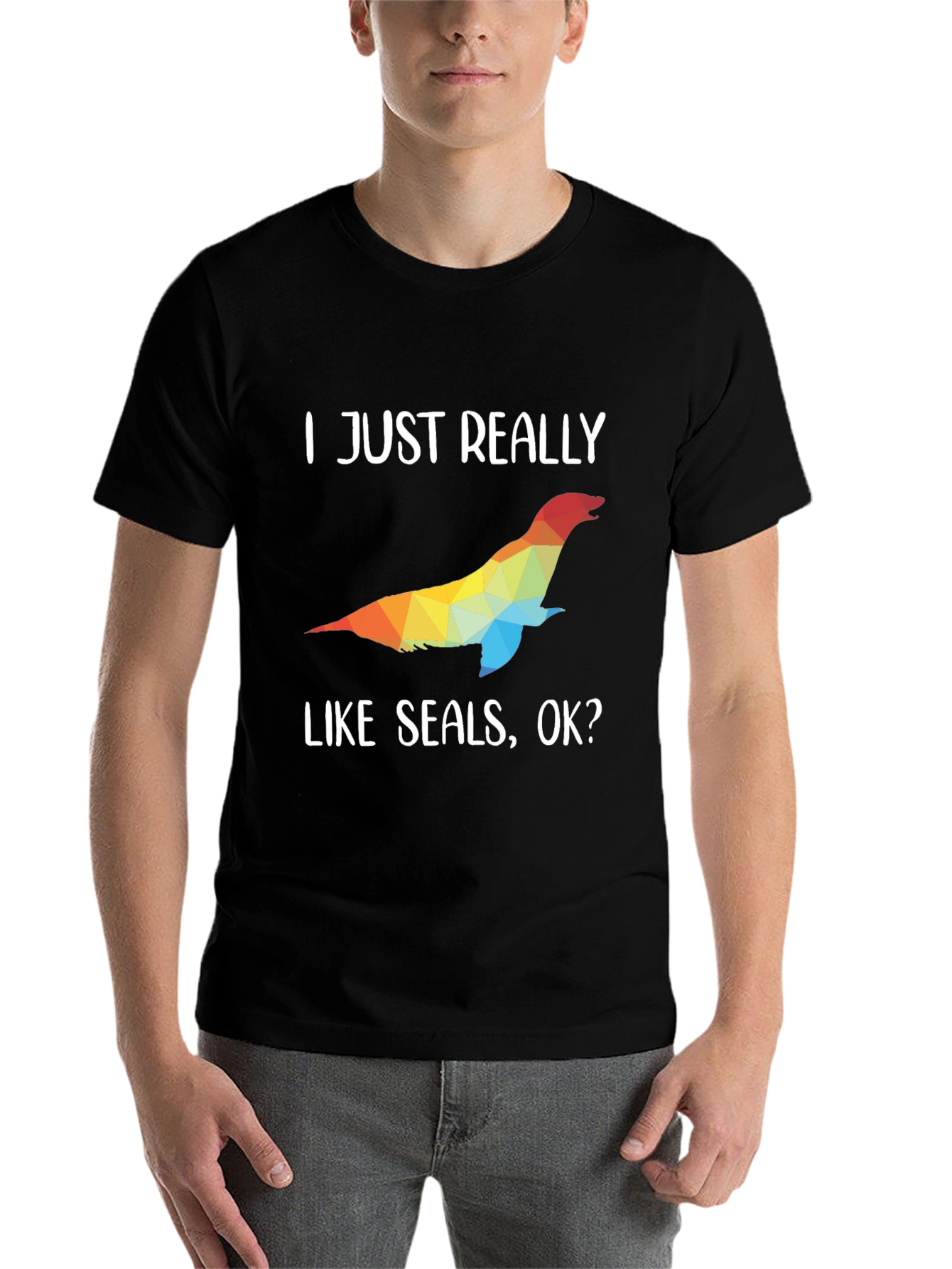 Black I Just Really Like Seals T-Shirt - Unique Design view 7