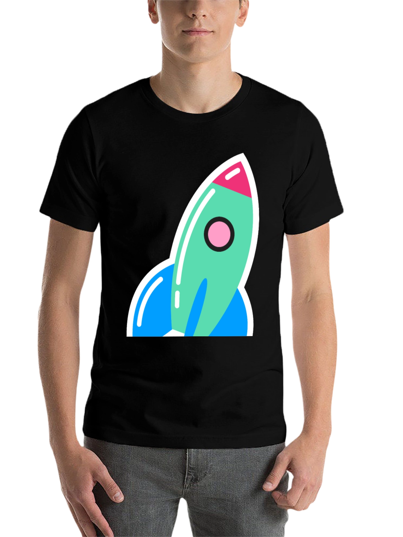 Black Retro Rocket Graphic Tee - Blast Off in Style! view 7