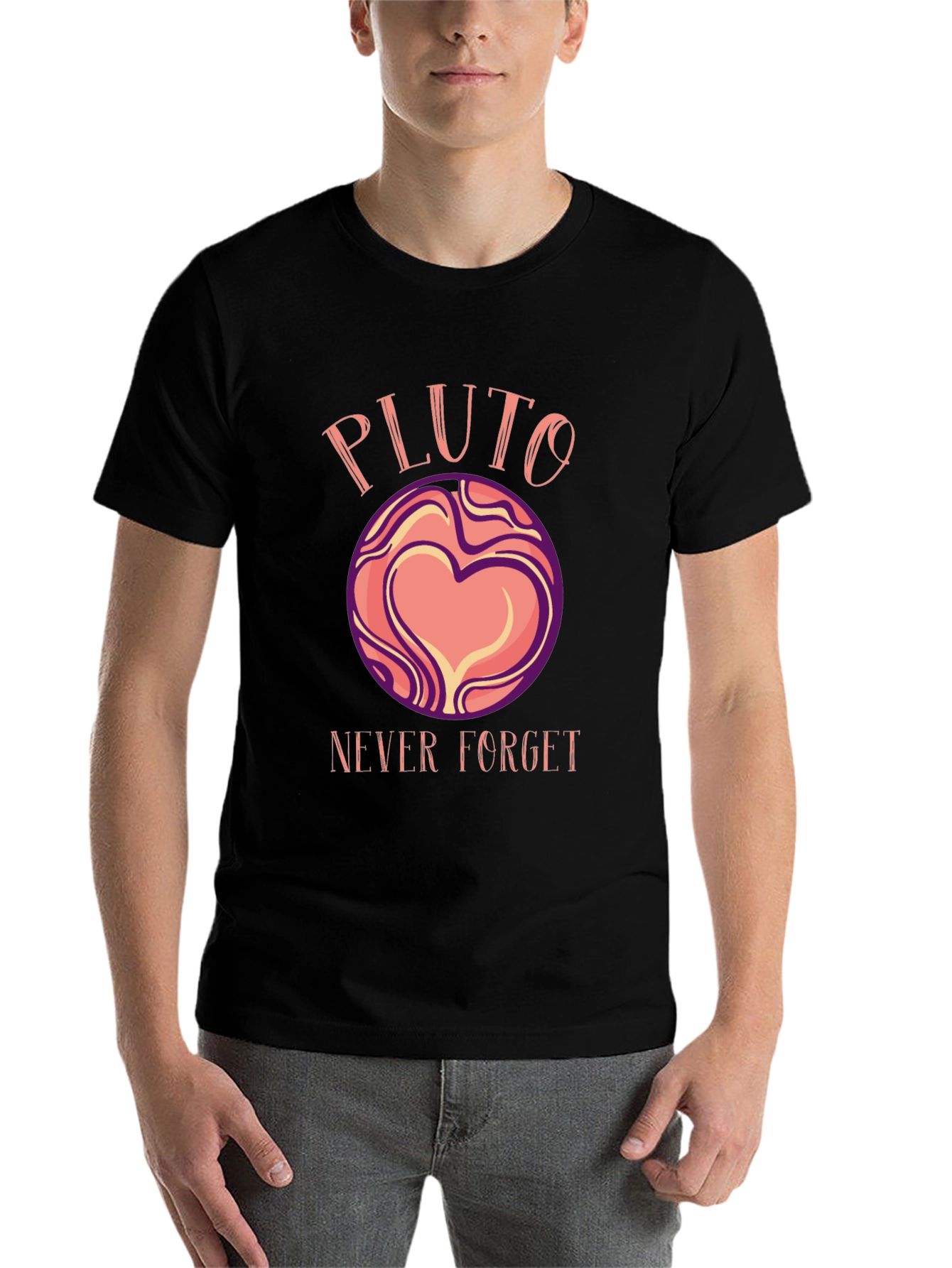 Black Pluto Never Forget Graphic T-Shirt view 7