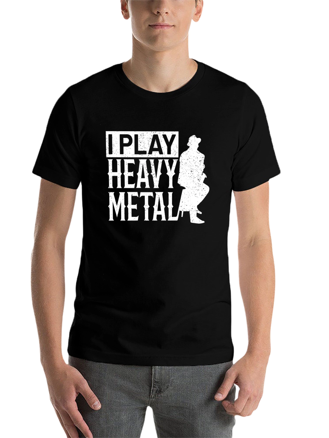 Black I Play Heavy Metal Graphic Tee - Black view 7