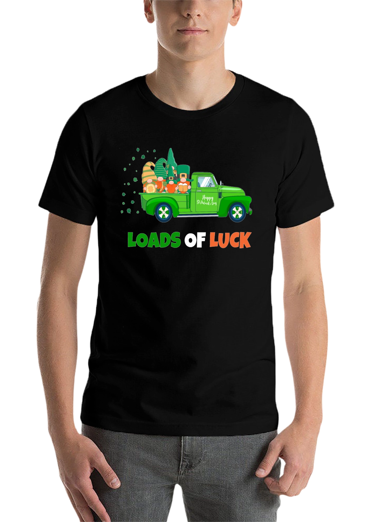 Black Loads of Luck St. Patrick's Day Truck T-Shirt view 7