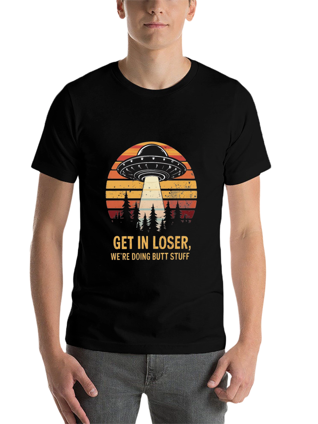 Black Get in Loser UFO T-Shirt view 7