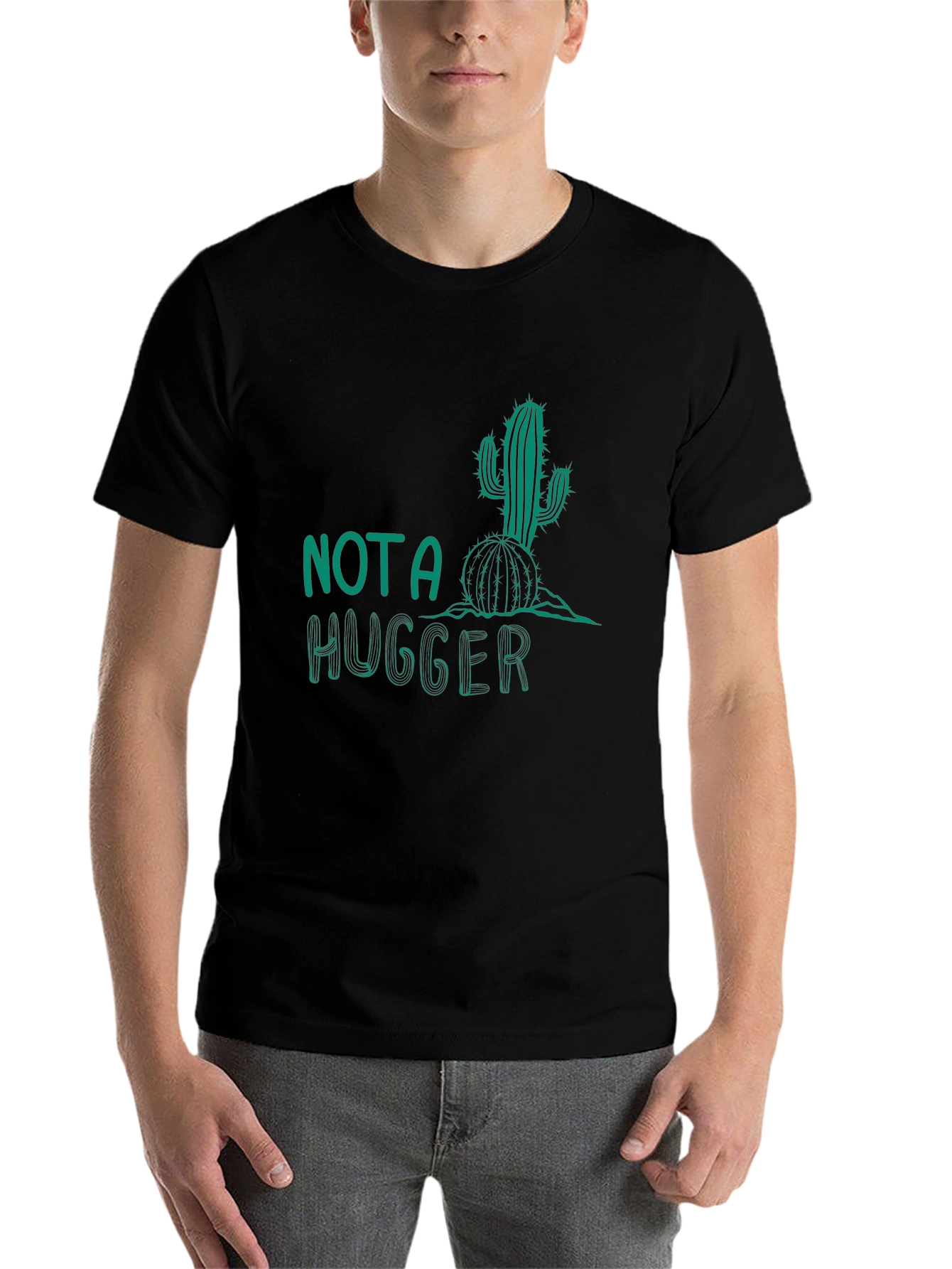 Black Not A Hugger Cactus Graphic Tee - Black view 7