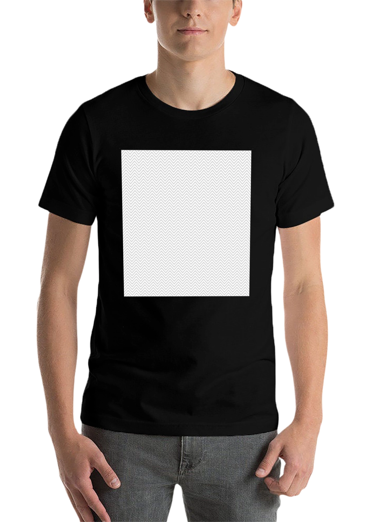 Black Stylish Black Tee with Geometric Print view 7