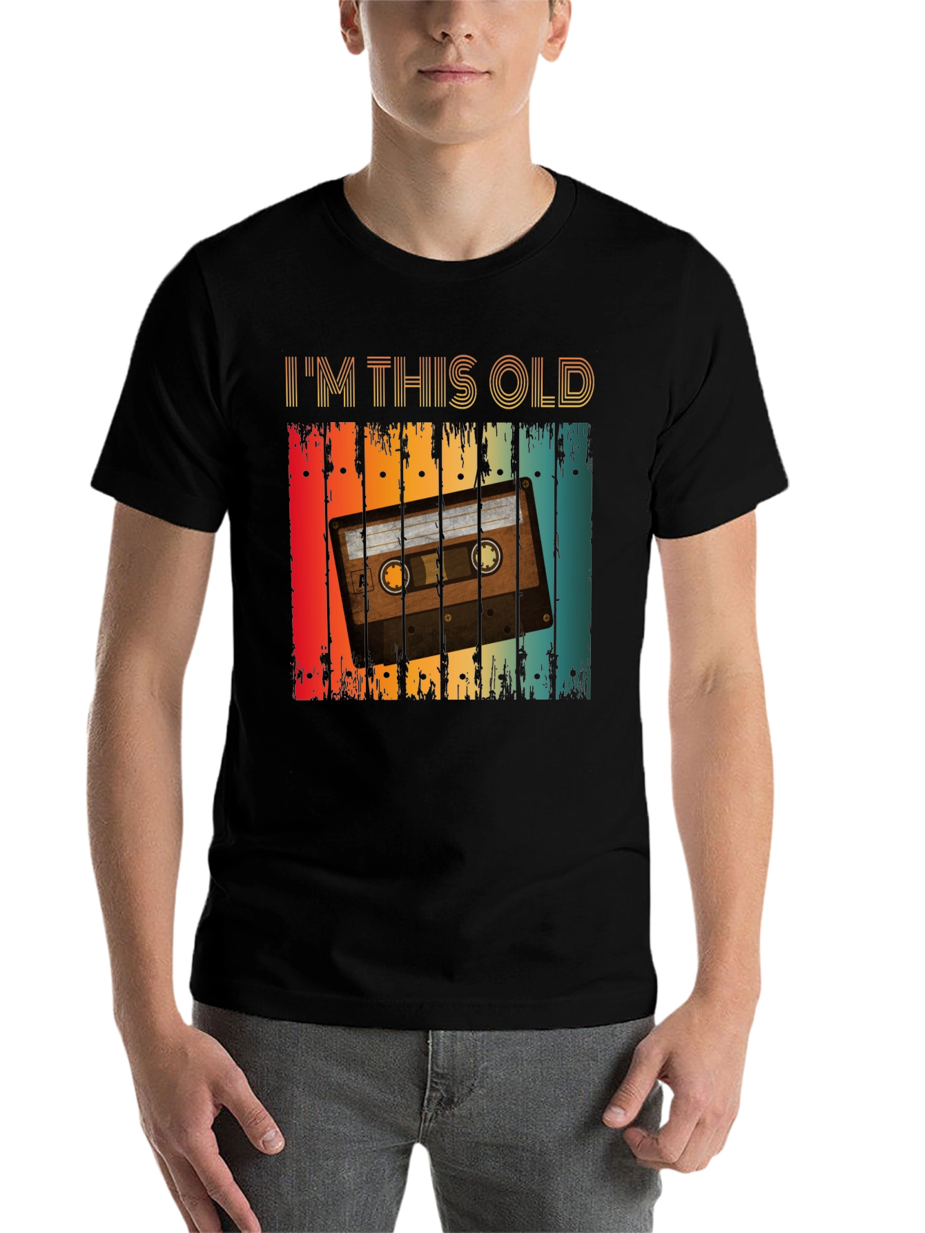 Black Retro Cassette Tape T-Shirt - I'm This Old view 7