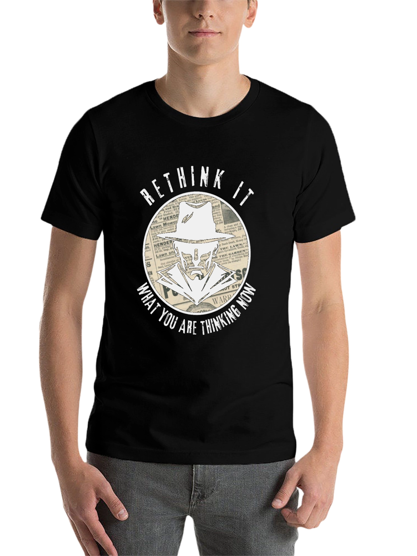 Black Rethink It Graphic T-Shirt - Stylish Design view 7