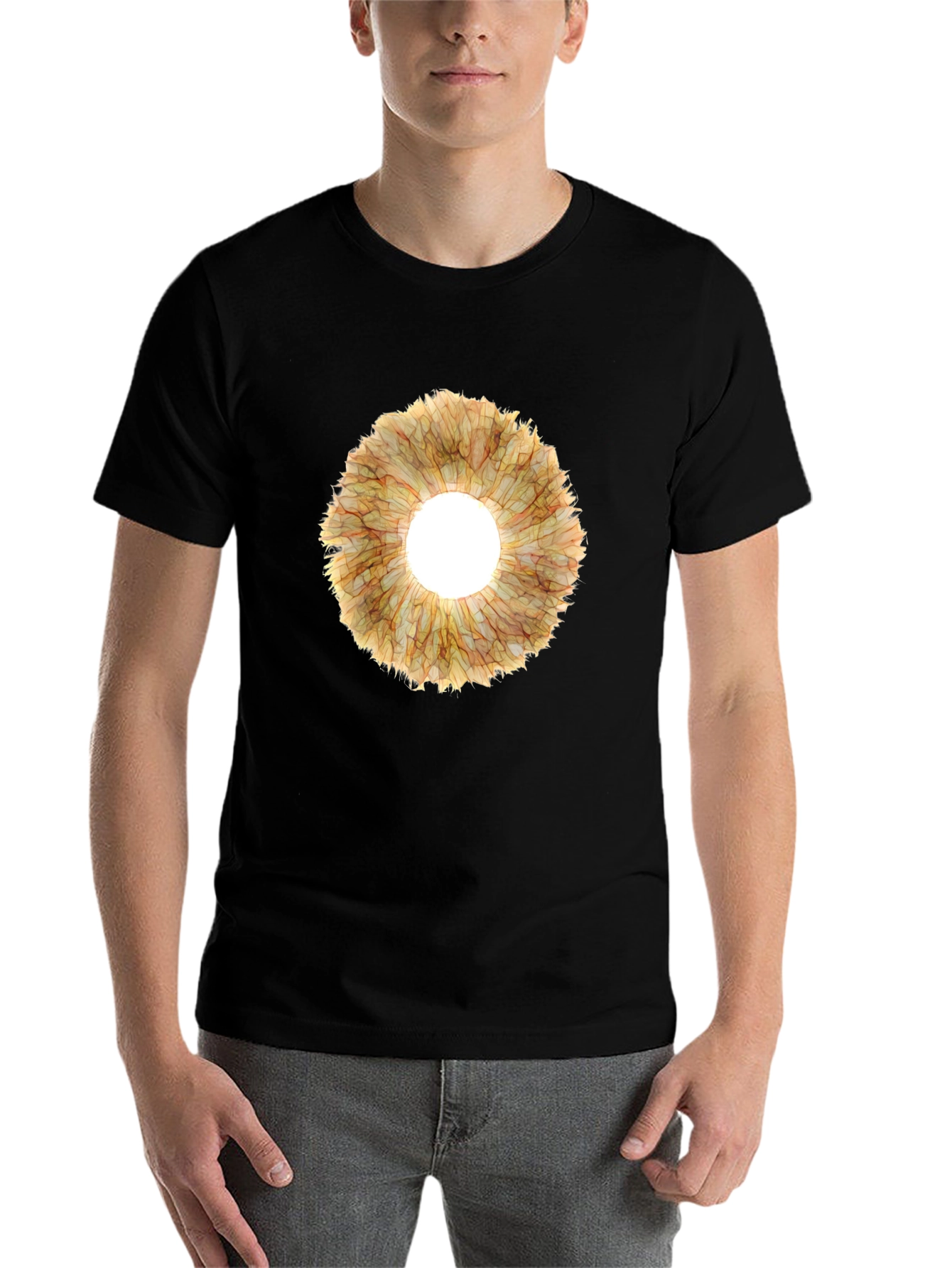 Black Eye-Catching Floral Ring Graphic Tee - Black view 7