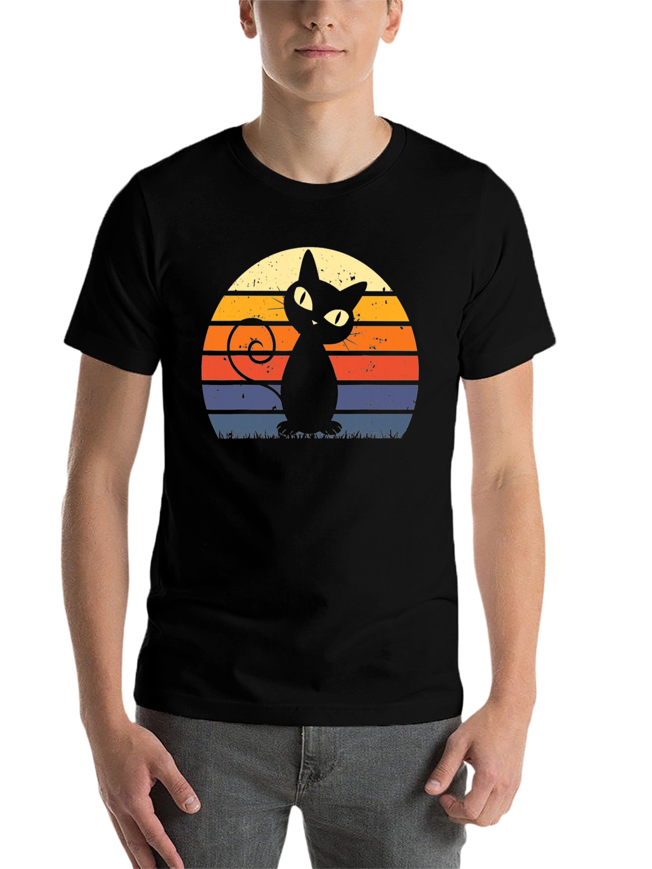 Black Retro Black Cat T-Shirt view 7