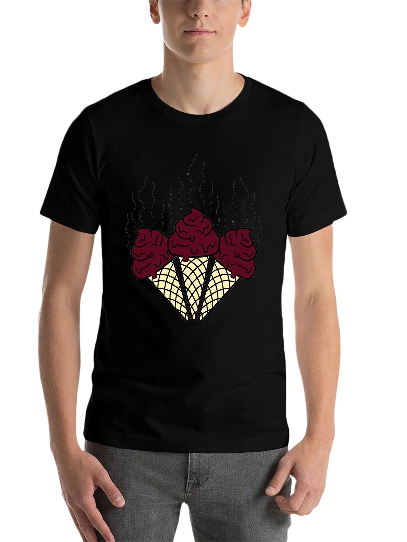 Black Novelty Ice Cream Cone Graphic Tee - Black view 7