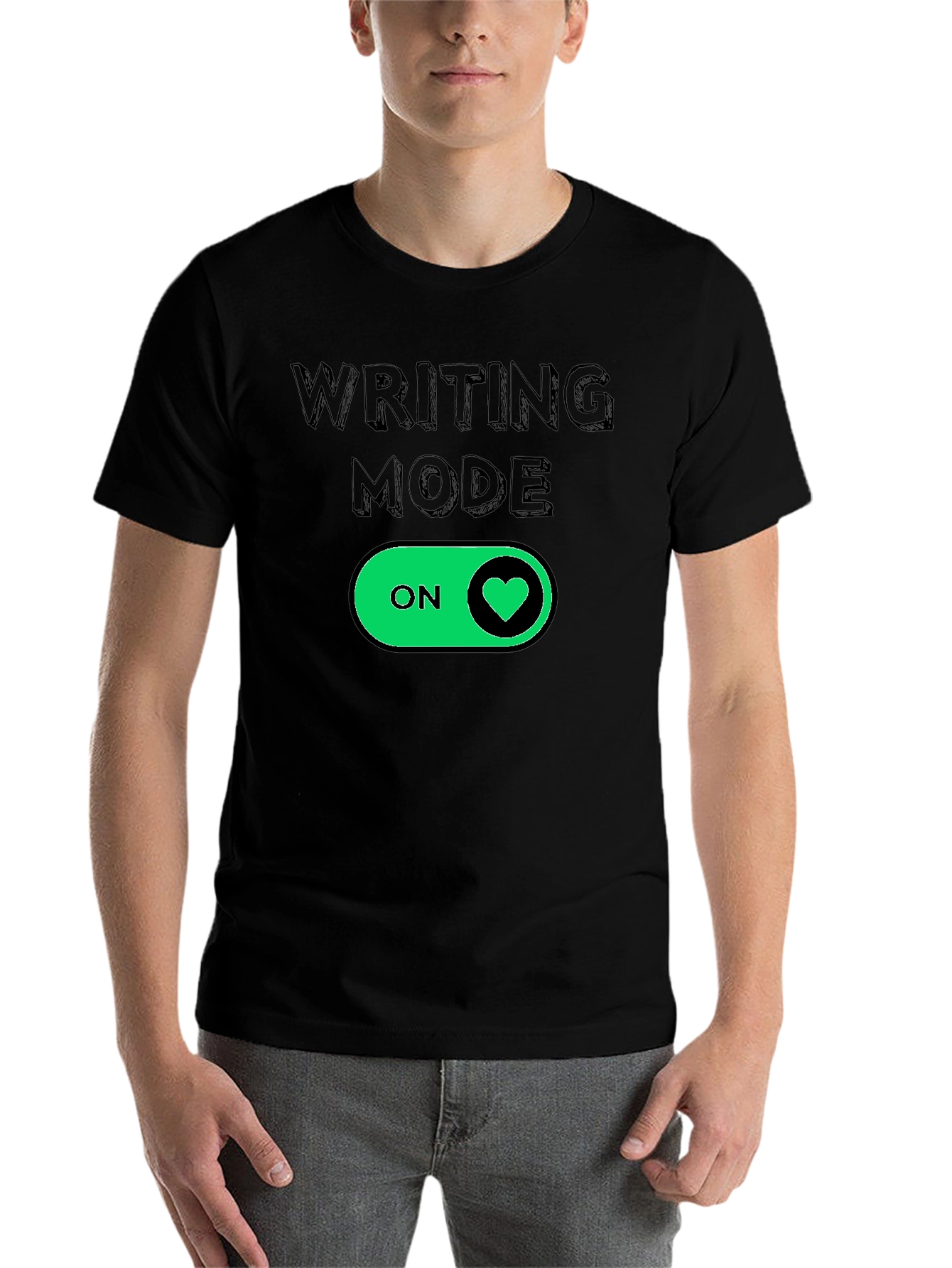 Black Writing Mode On Heart T-Shirt - Black view 7