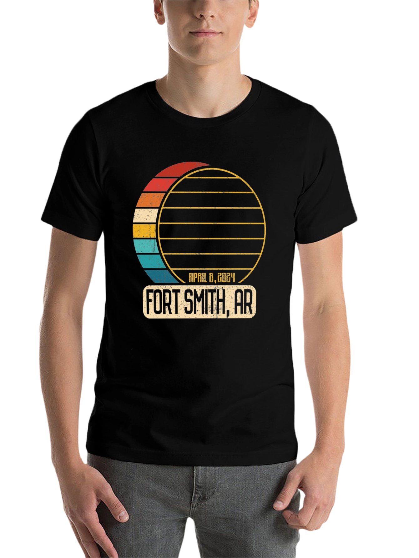 Black Fort Smith AR April 8 2024 Eclipse T-Shirt view 7