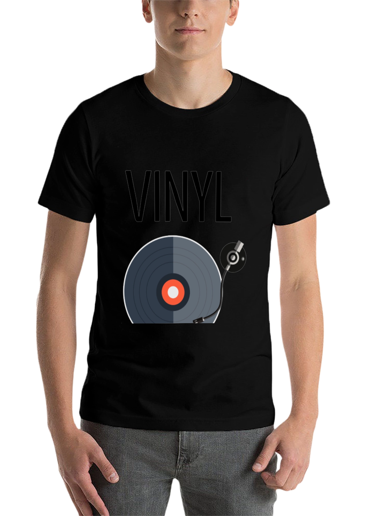Black Vinyl Record Graphic Tee - Music Lover's T-Shirt view 7