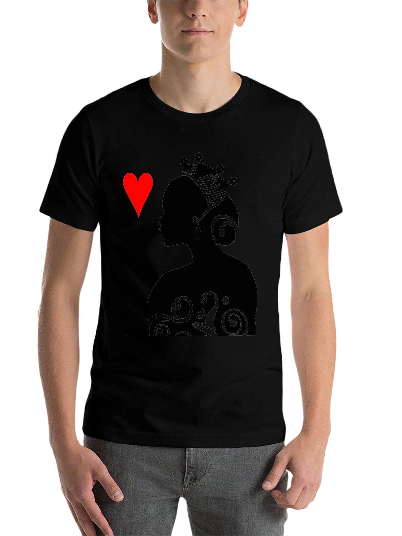Black Queen of Hearts Graphic Tee - Stylish Black T-Shirt view 7