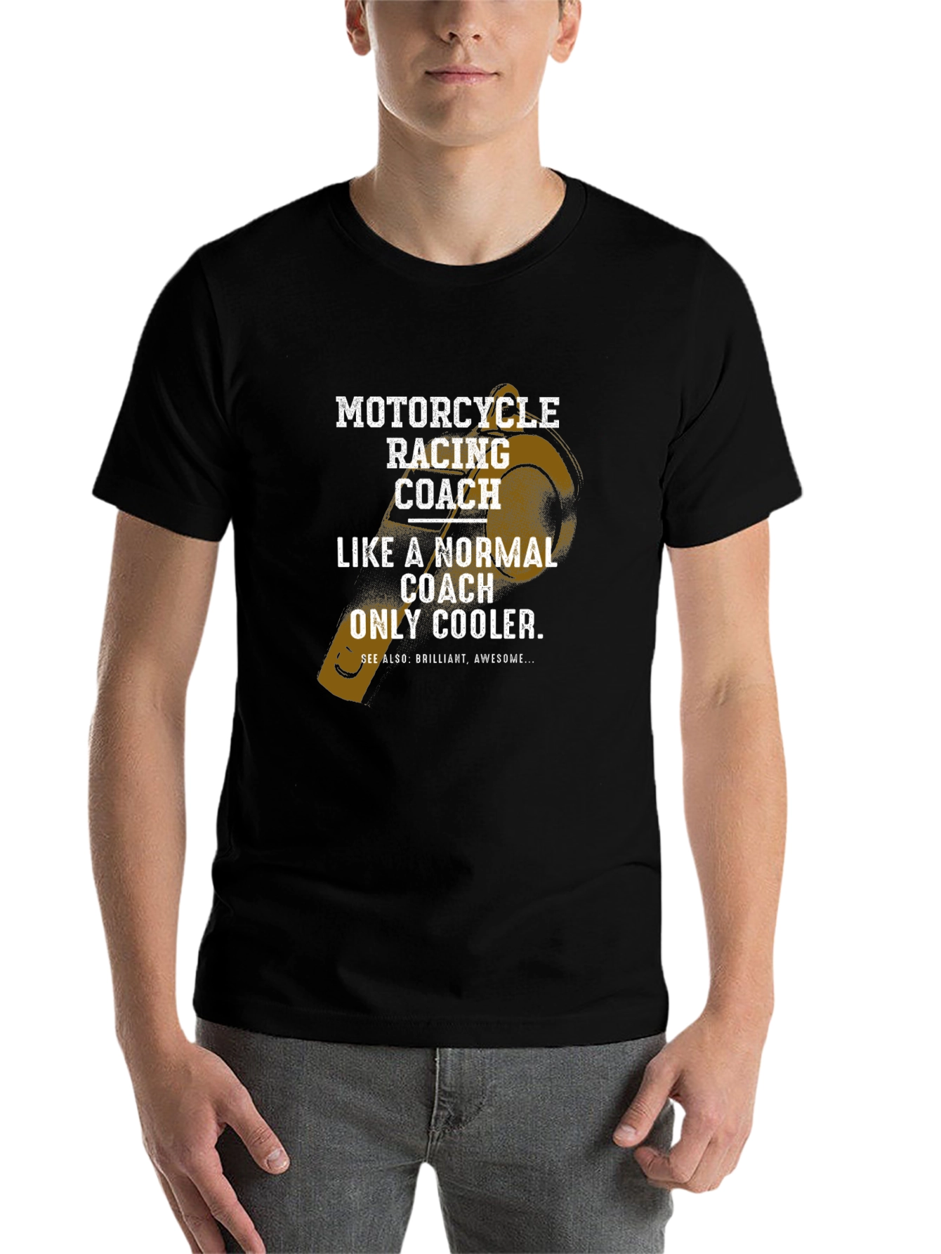 Black Motorcycle Racing Coach T-Shirt - Cool & Brilliant view 7