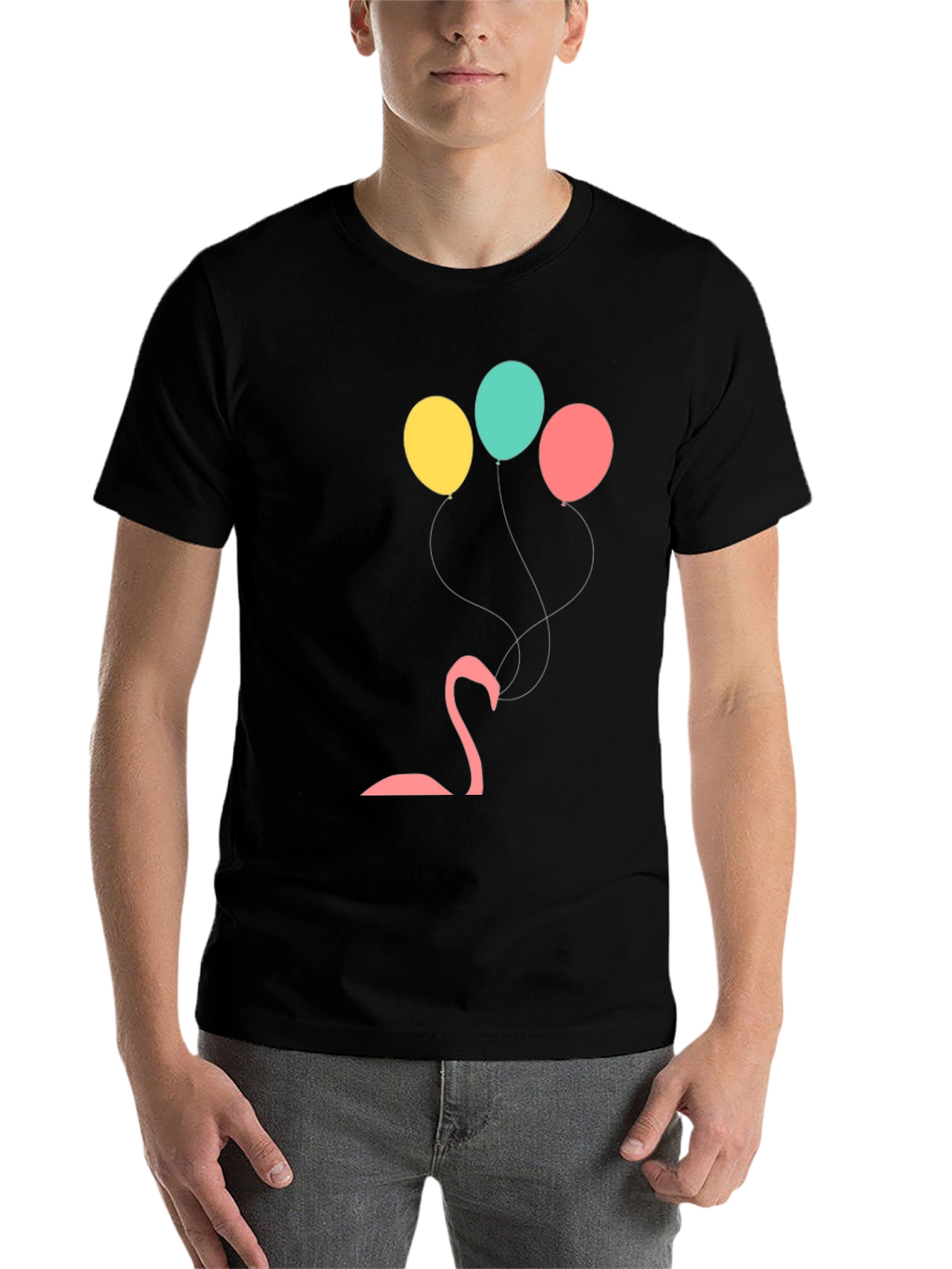 Black Black Flamingo Balloon Graphic Tee view 7