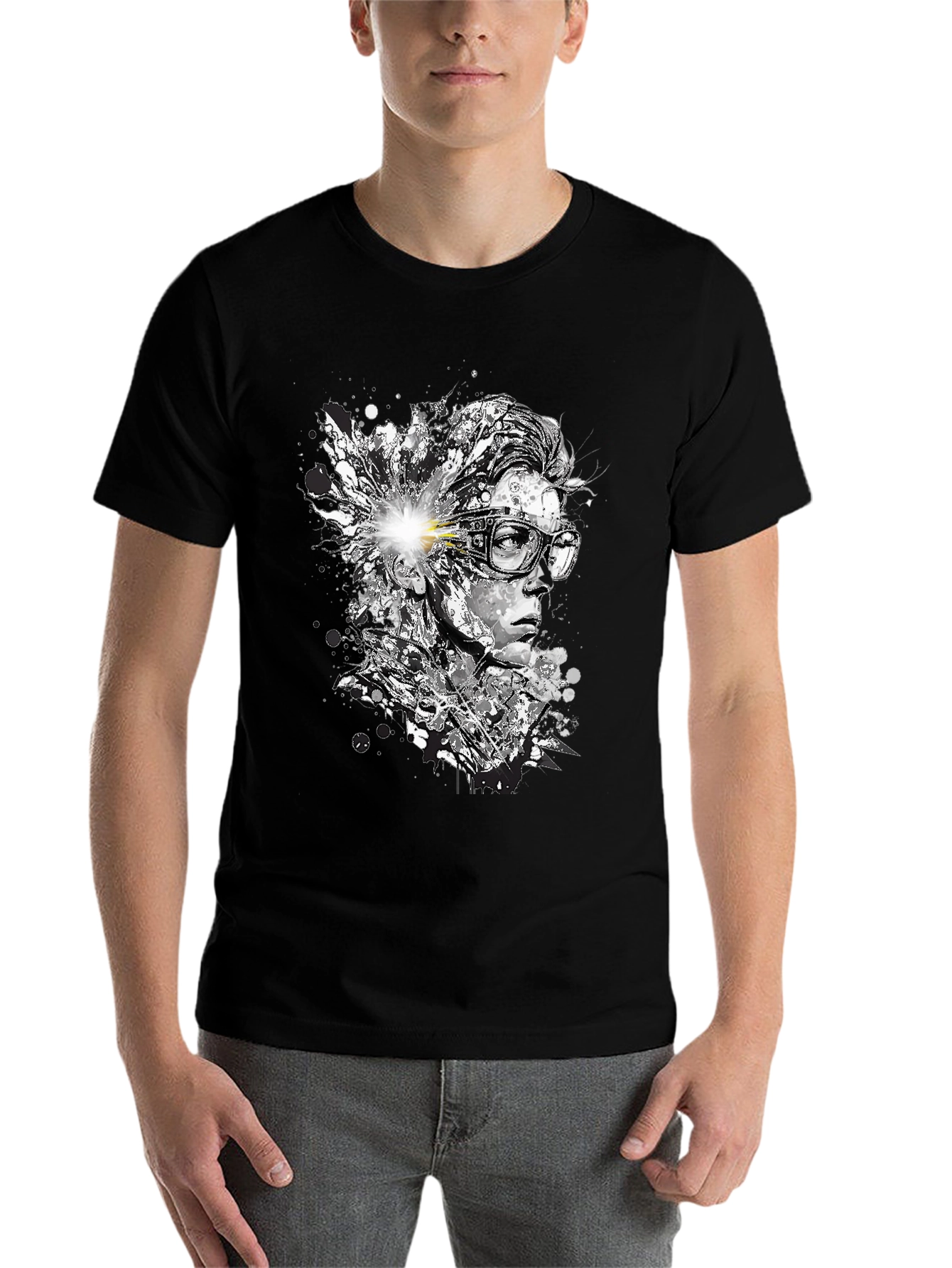 Black Abstract Mind T-Shirt - Artistic Black Tee view 7