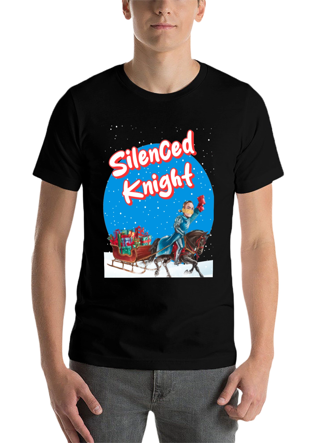 Black Silenced Knight Holiday T-Shirt view 7