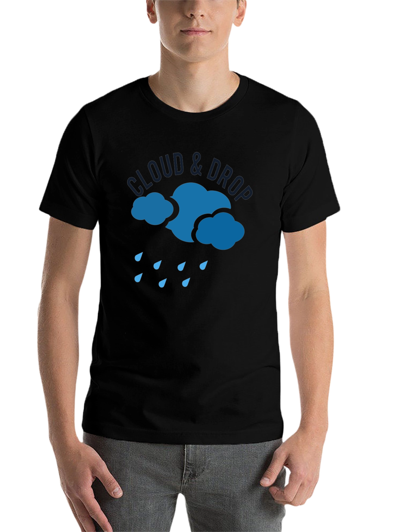 Black Cloud & Drop Graphic T-Shirt - Modern Casual Wear view 7