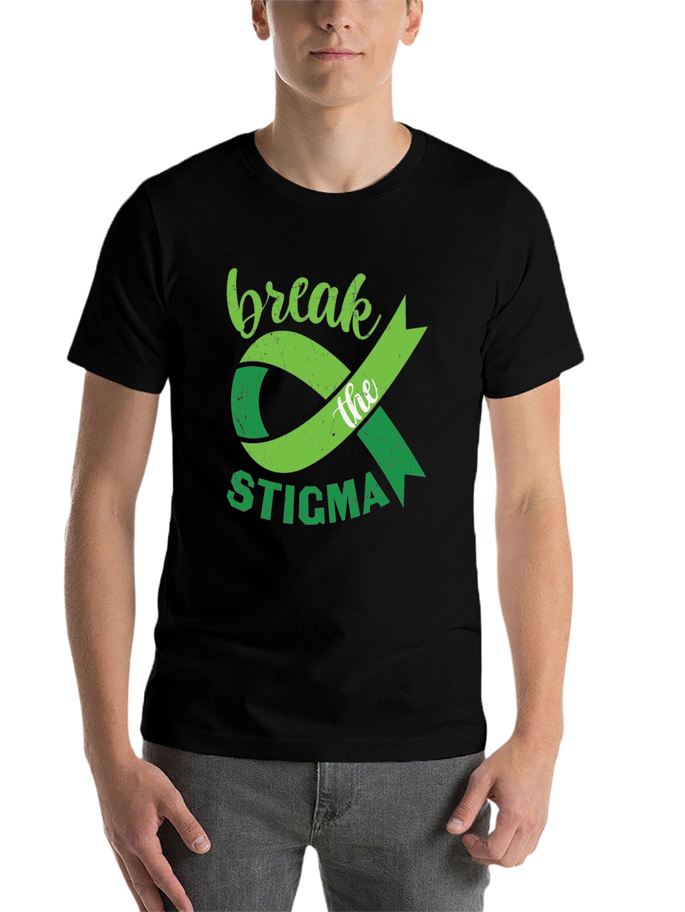 Black Break the Stigma T-Shirt Mental Health Awareness view 7