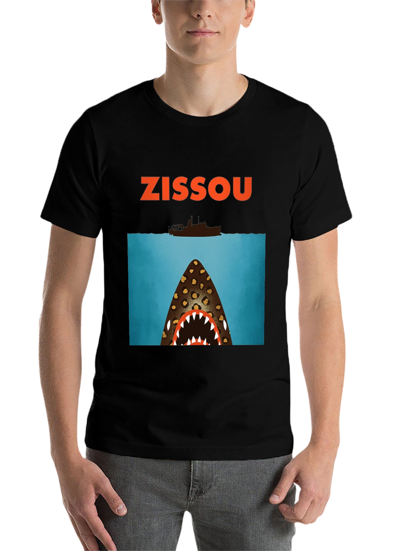 Black Zissou Shark Graphic Tee view 7