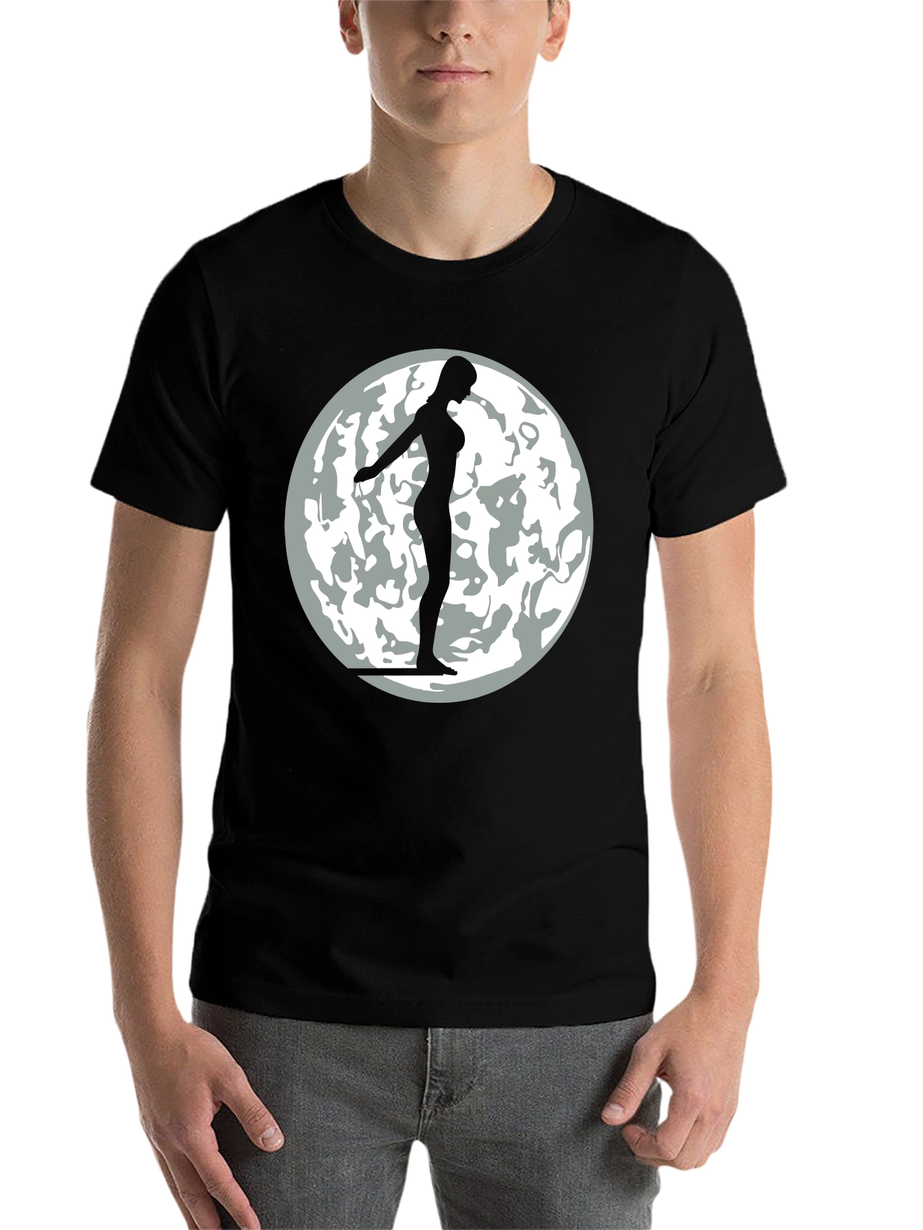 Black Silhouette Moon T-Shirt - Black Graphic Tee view 7