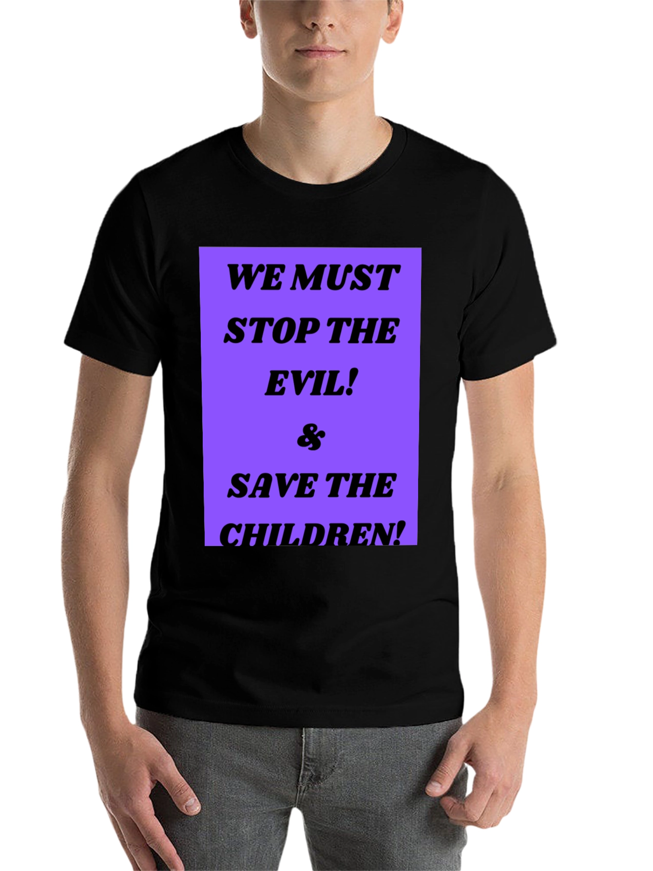 Black Stop the Evil Save the Children T-Shirt view 7