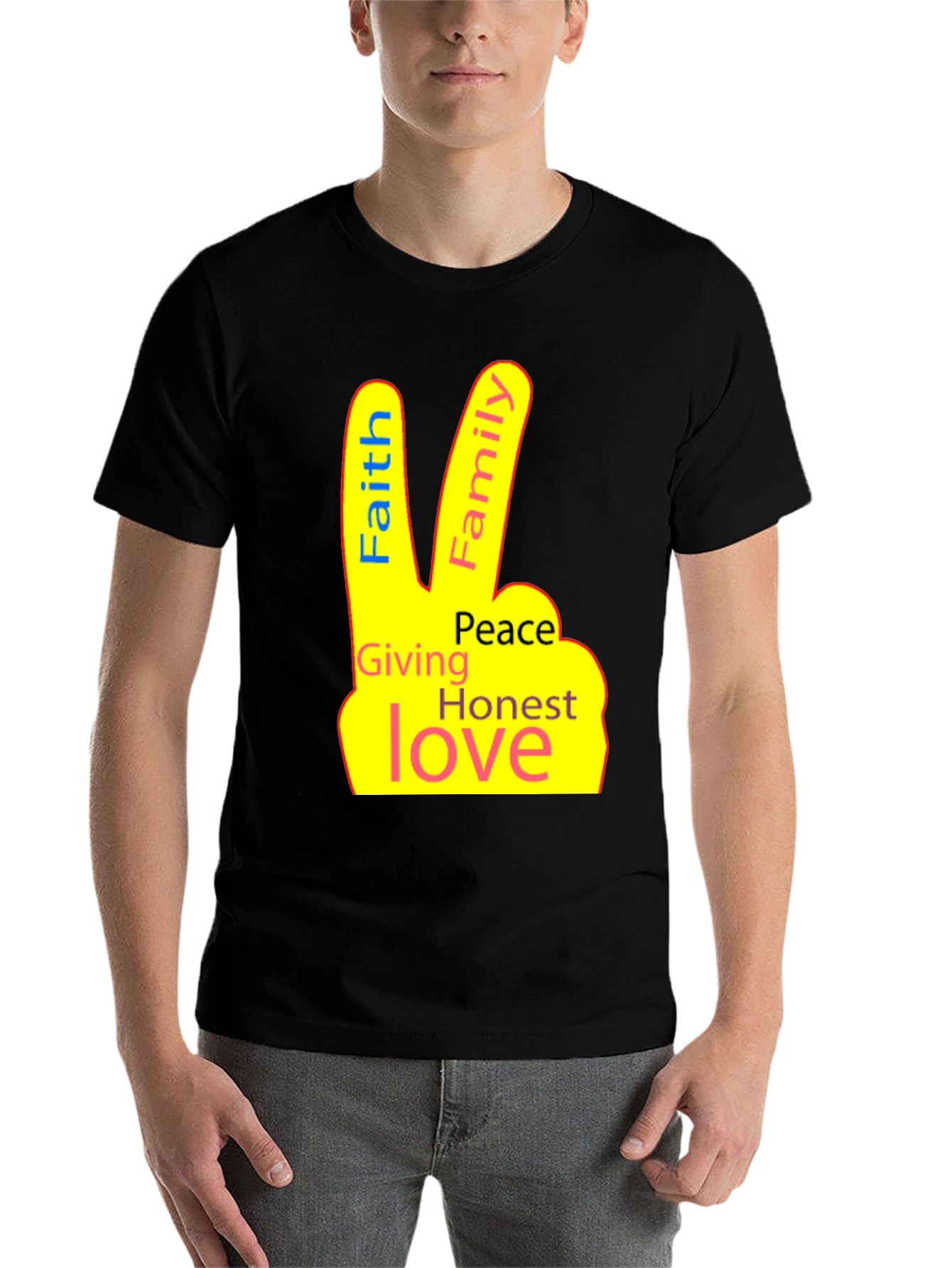 Black Faith, Family, Love Peace T-Shirt view 7