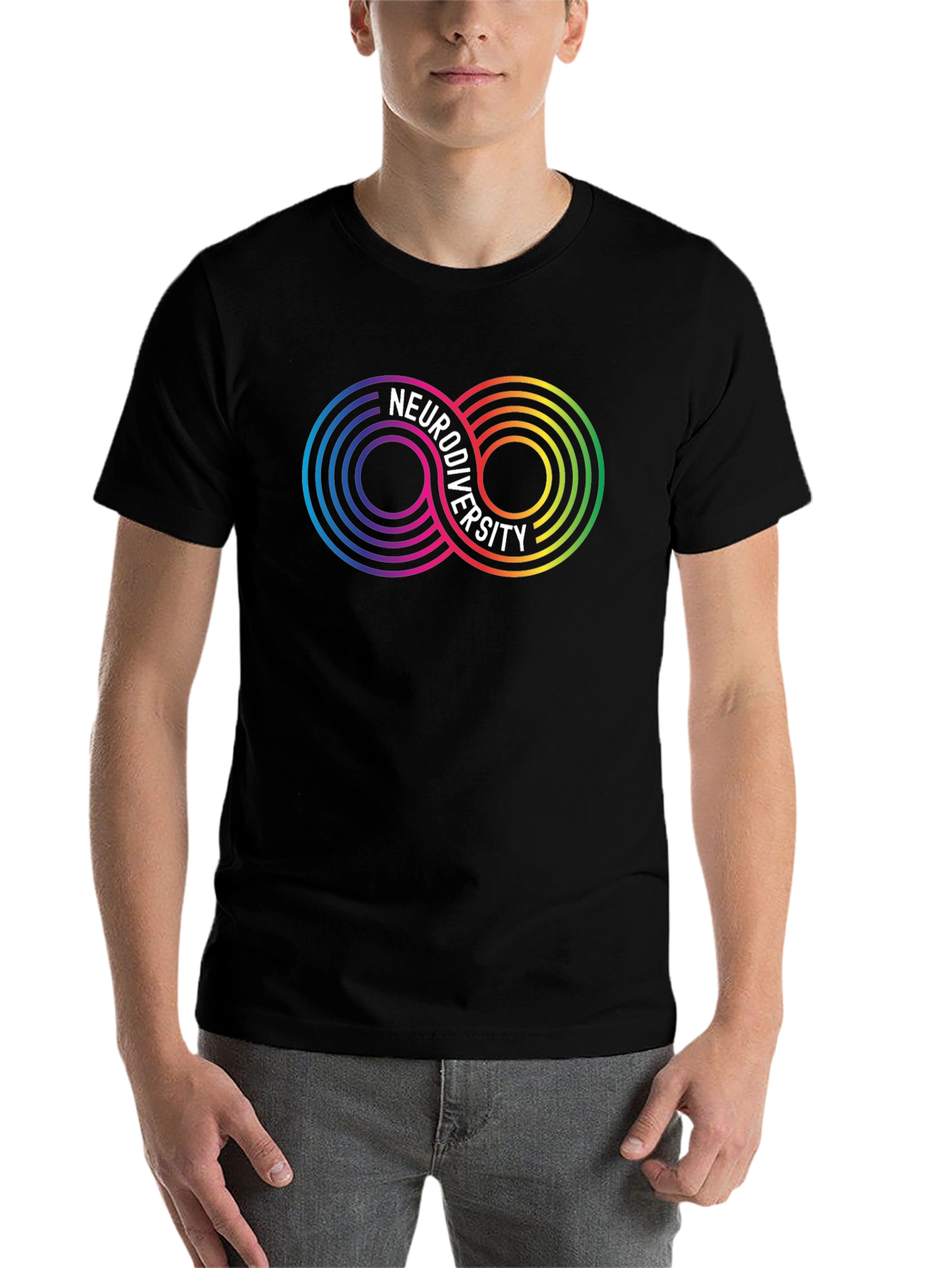 Black Neurodiversity Infinity Symbol Graphic T-Shirt view 7